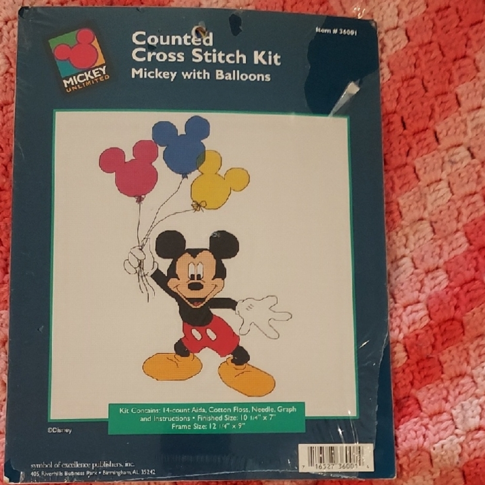 Counted Cross Stitch Kit - Mickey with Balloons